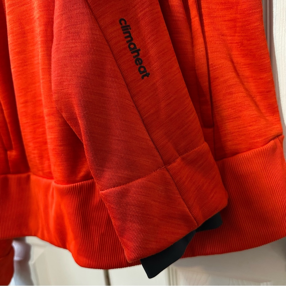 Adidas Climaheat Fleece Lined Thick Hoodie Orange Gray Womens Size Large - Picture 7 of 12